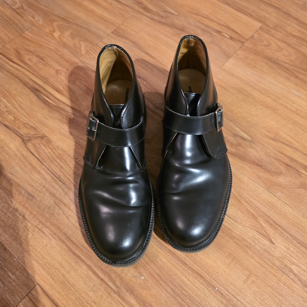 Classic Black Leather Chukka Boots with Single Buckle